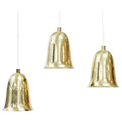 Vintage Scandinavian Modern Brass Pendant Lamps by Boréns, Sweden, 1950s, Set of 3