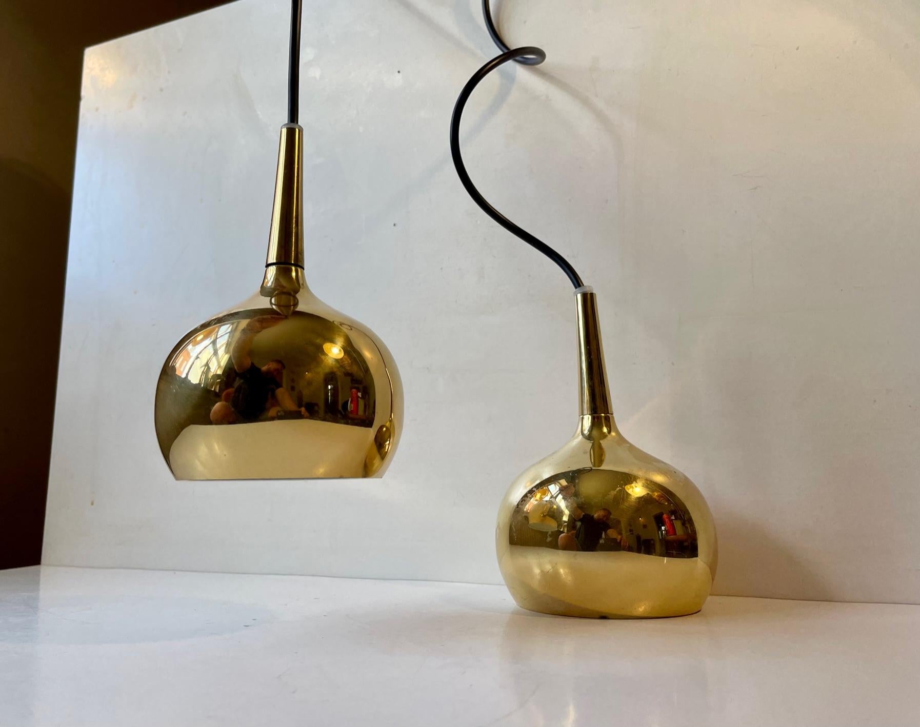 Scandinavian Modern Brass Pendant Lamps by Hans-Agne Jakobsson, 1960s In Good Condition In Esbjerg, DK