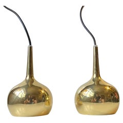 Scandinavian Modern Brass Pendant Lamps by Hans-Agne Jakobsson, 1960s