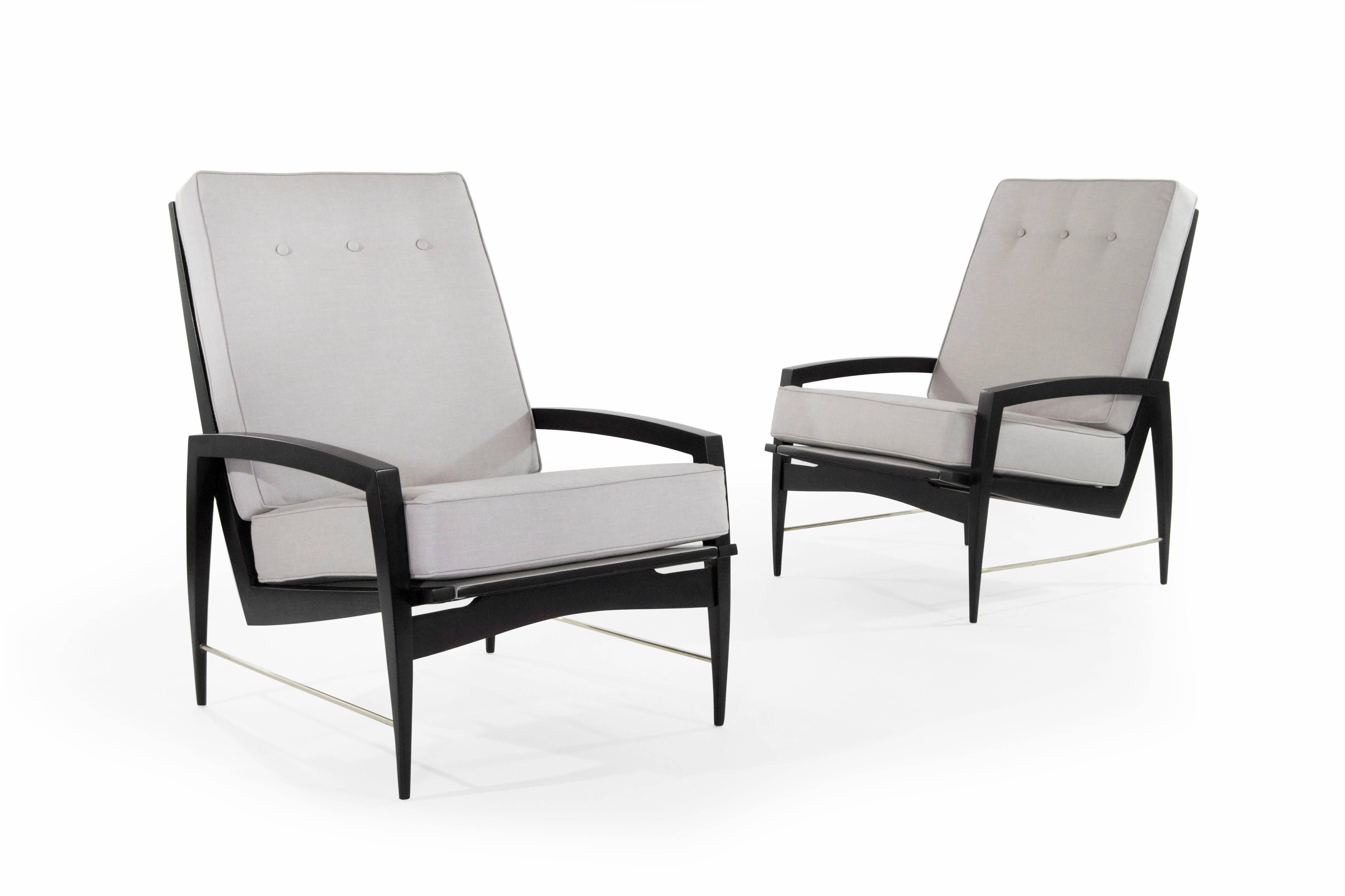 20th Century Scandinavian Modern Brass Rodded Lounge Chairs, 1950s