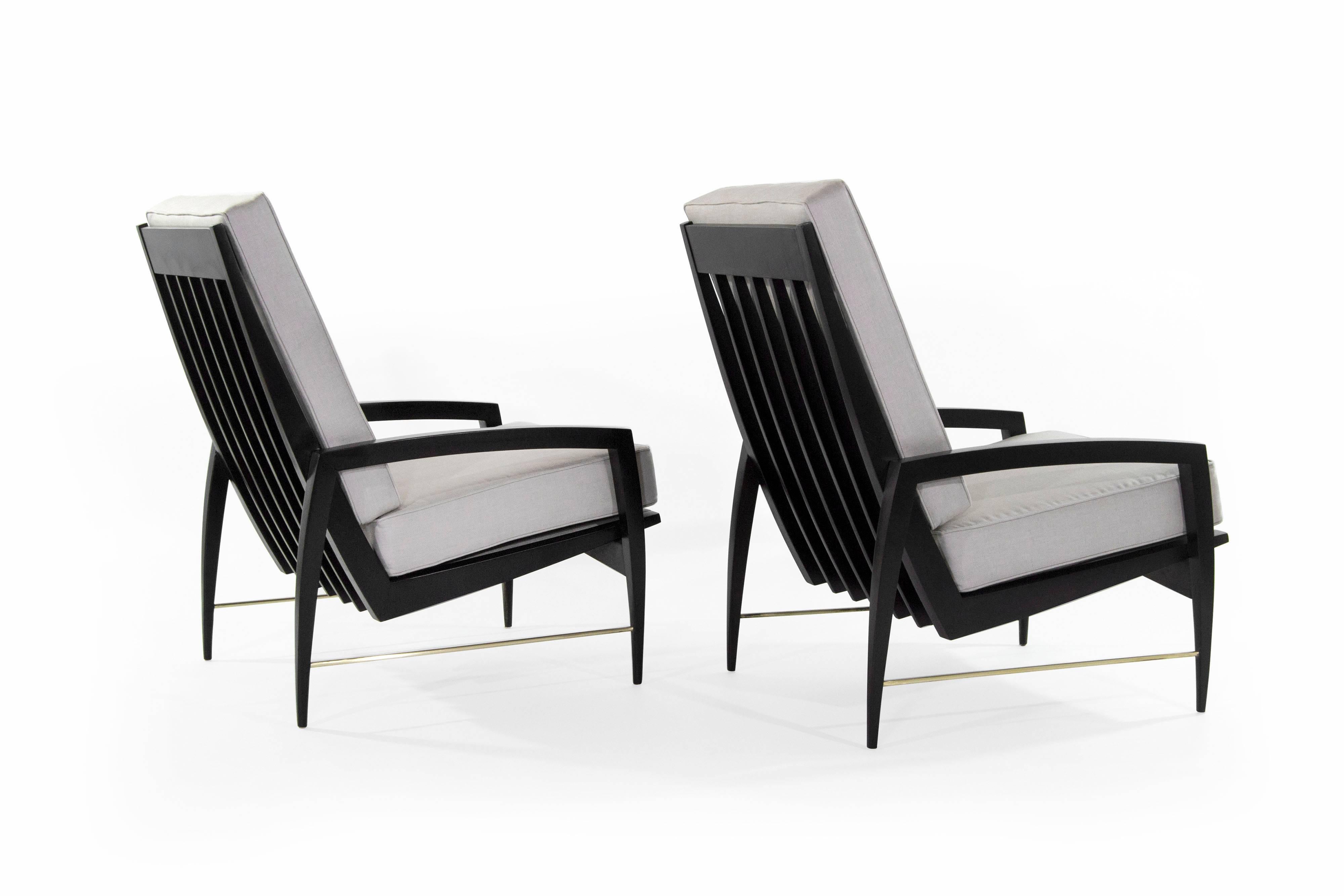 Scandinavian Modern Brass Rodded Lounge Chairs, 1950s 2