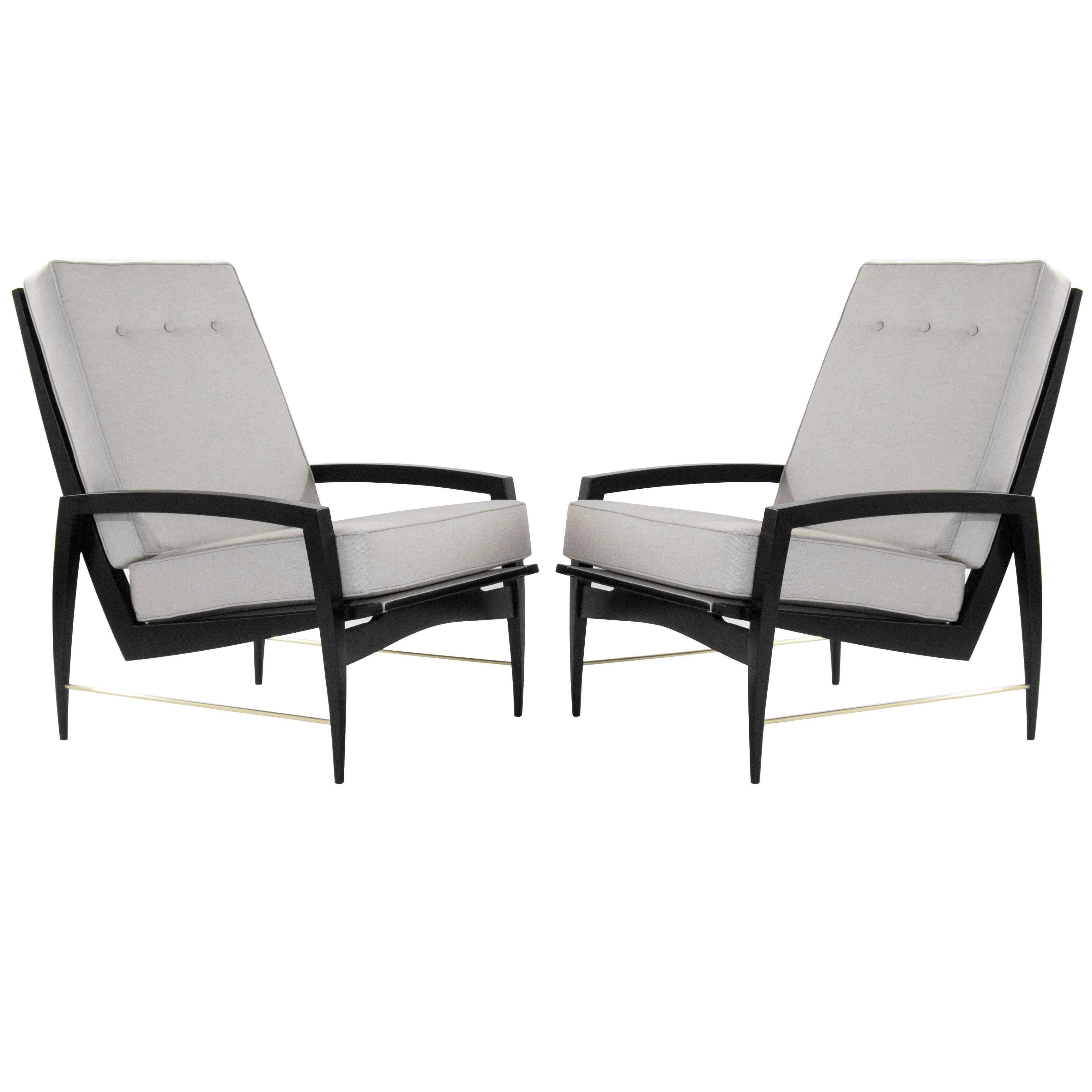 Scandinavian Modern Brass Rodded Lounge Chairs, 1950s