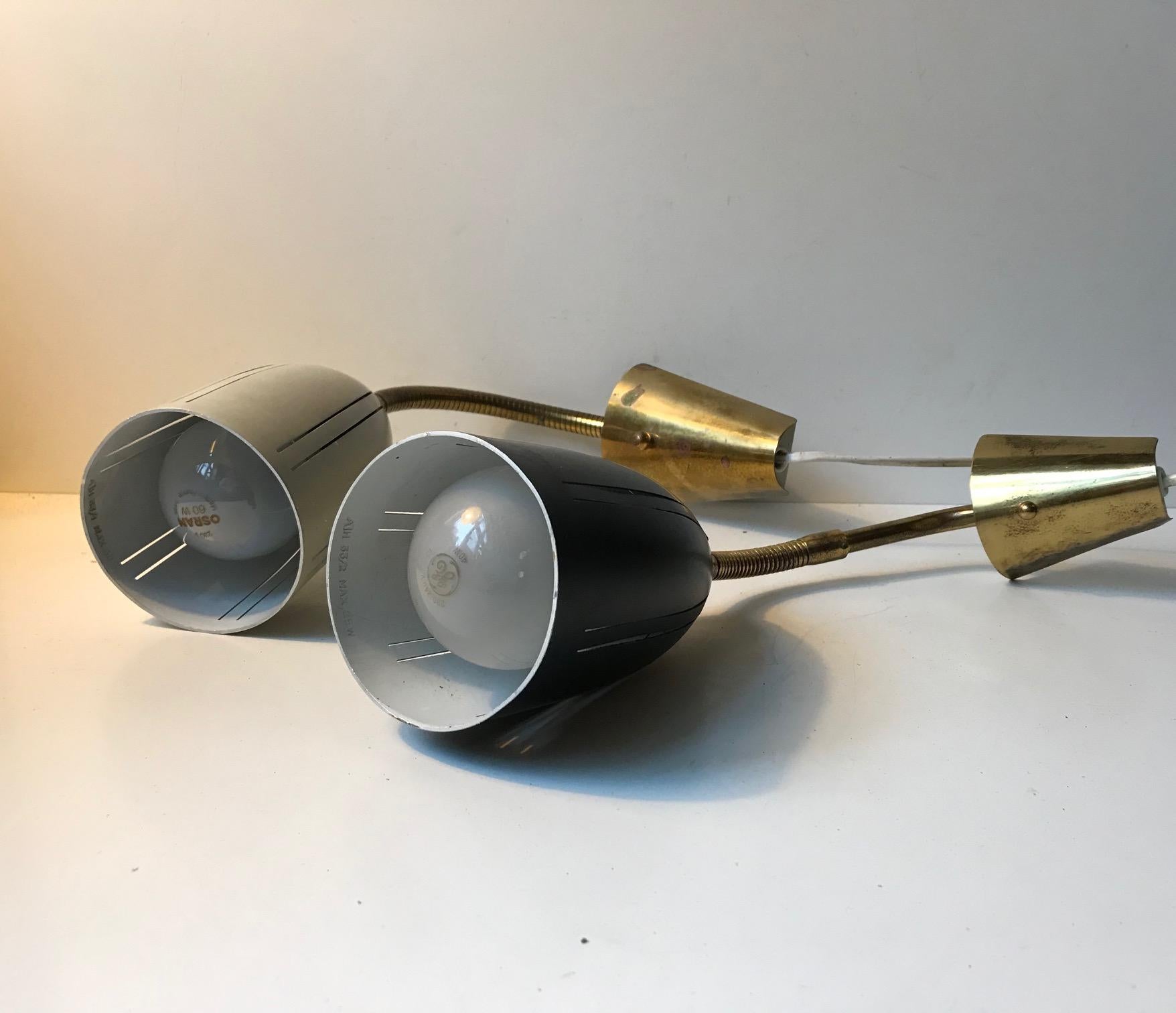 Scandinavian Modern Brass Sconces from EWÅ, 1950s, Set of 2 2