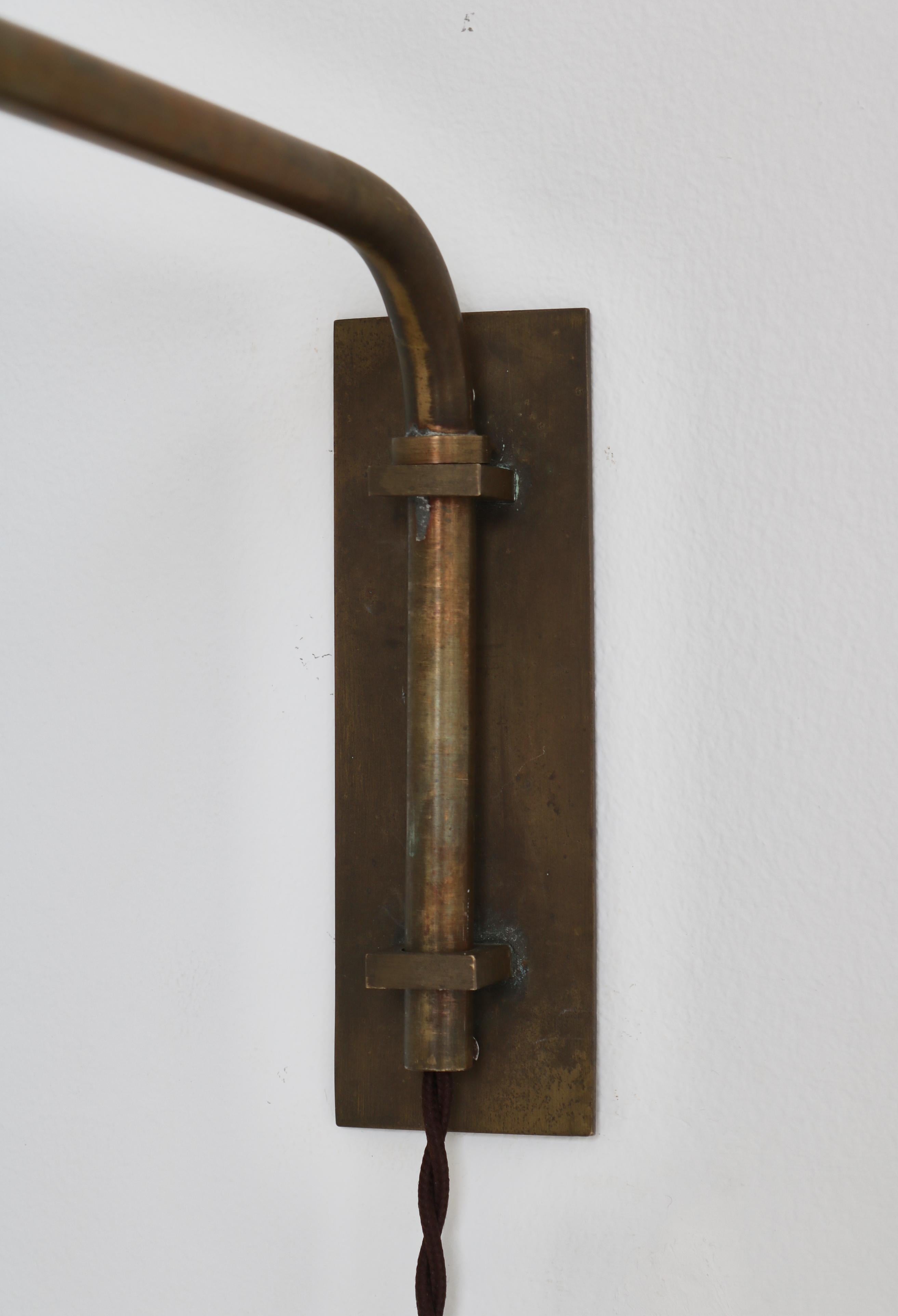 Scandinavian Modern Brass Swing Arm Lamp with Le Klint Shade, 1960s For Sale 4