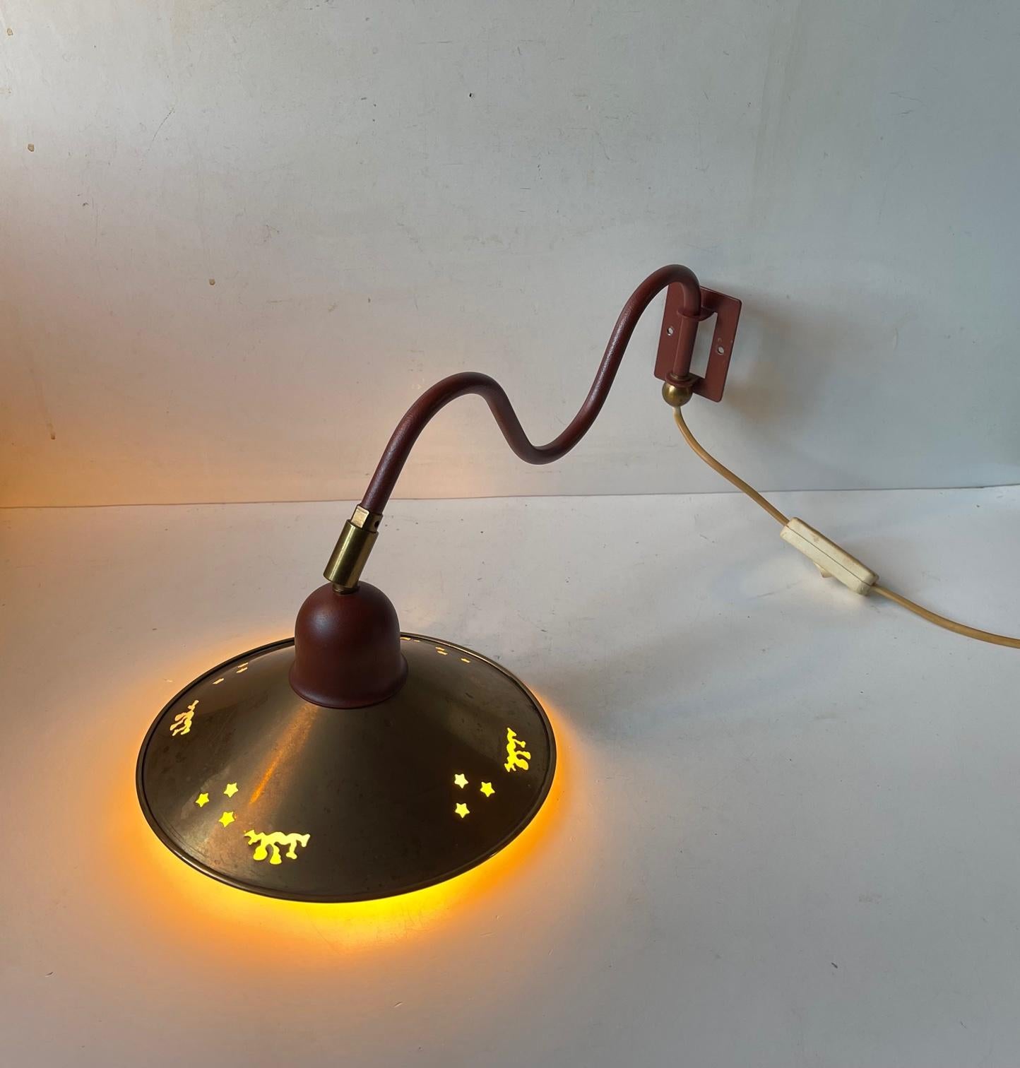Mid-Century Modern Scandinavian Modern Brass Swing Arm Wall Lamp by E. S. Horn, 1960s