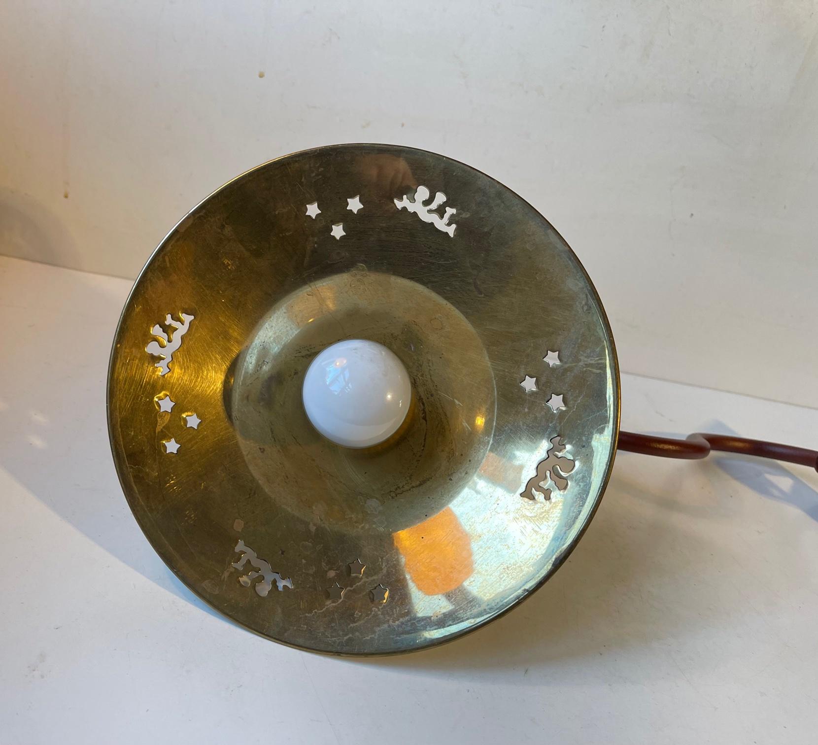 Scandinavian Modern Brass Swing Arm Wall Lamp by E. S. Horn, 1960s In Good Condition In Esbjerg, DK