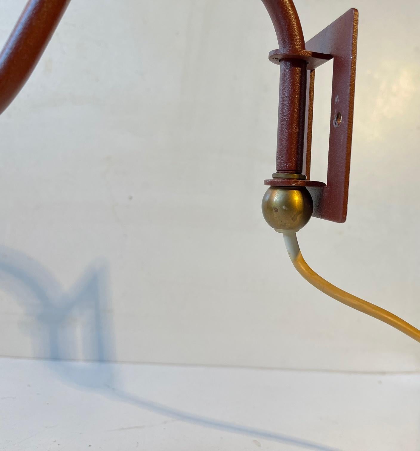 Mid-20th Century Scandinavian Modern Brass Swing Arm Wall Lamp by E. S. Horn, 1960s