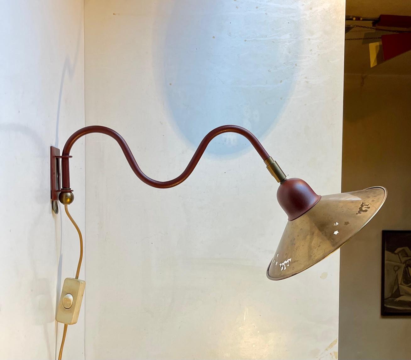Scandinavian Modern Brass Swing Arm Wall Lamp by E. S. Horn, 1960s 1