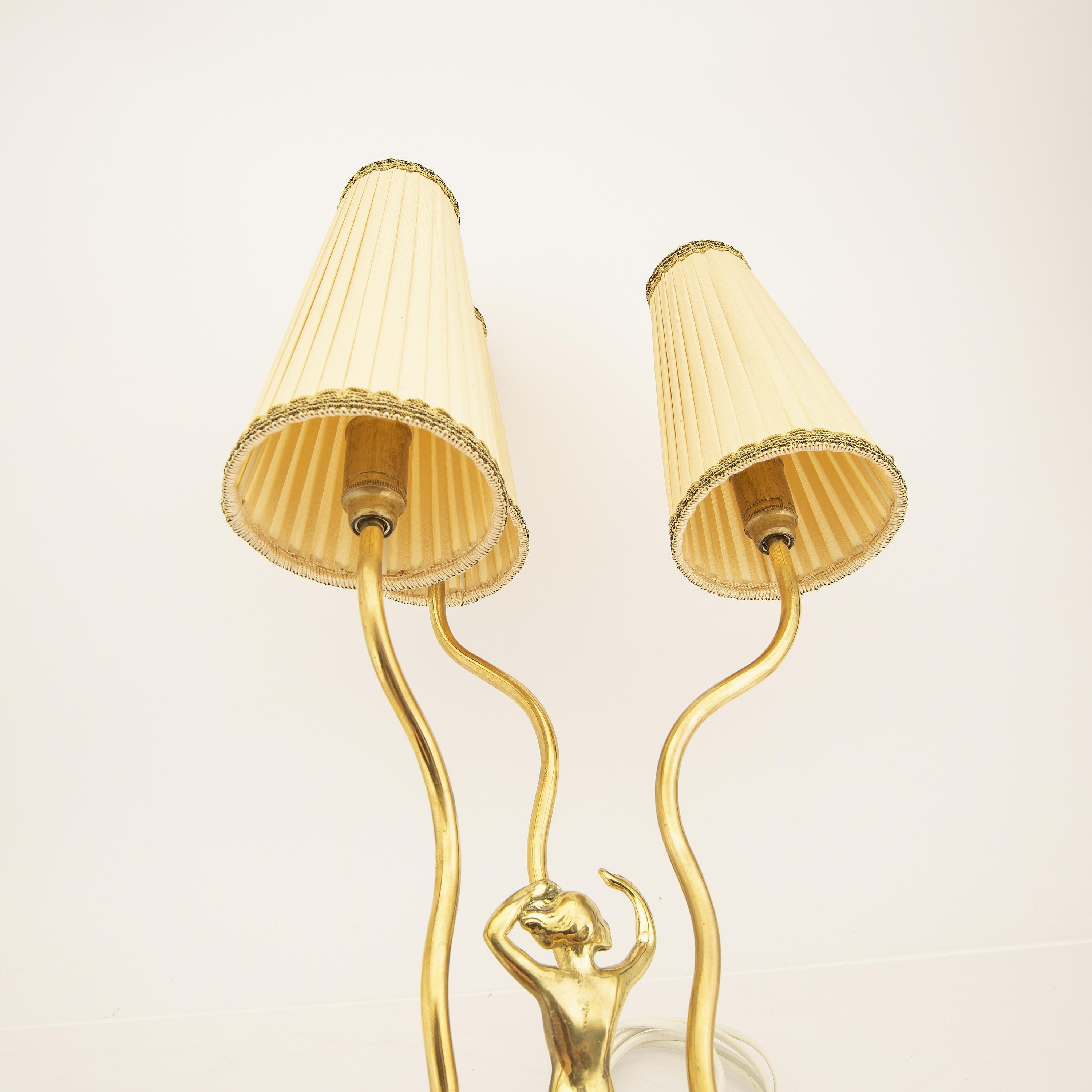 Mid-20th Century Scandinavian Modern Brass Table Lamp For Sale