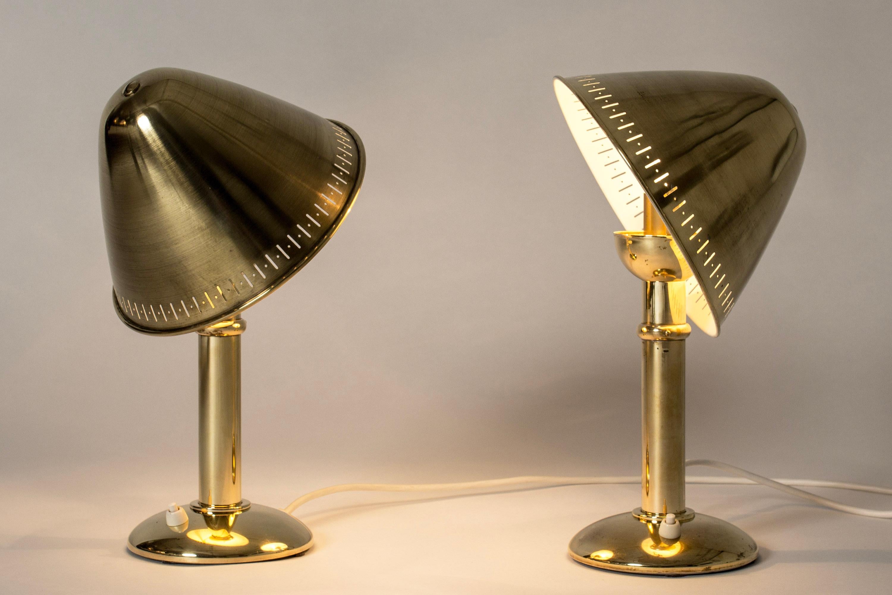 Swedish Scandinavian Modern Brass Table Lamps, ASEA, Sweden, 1950s