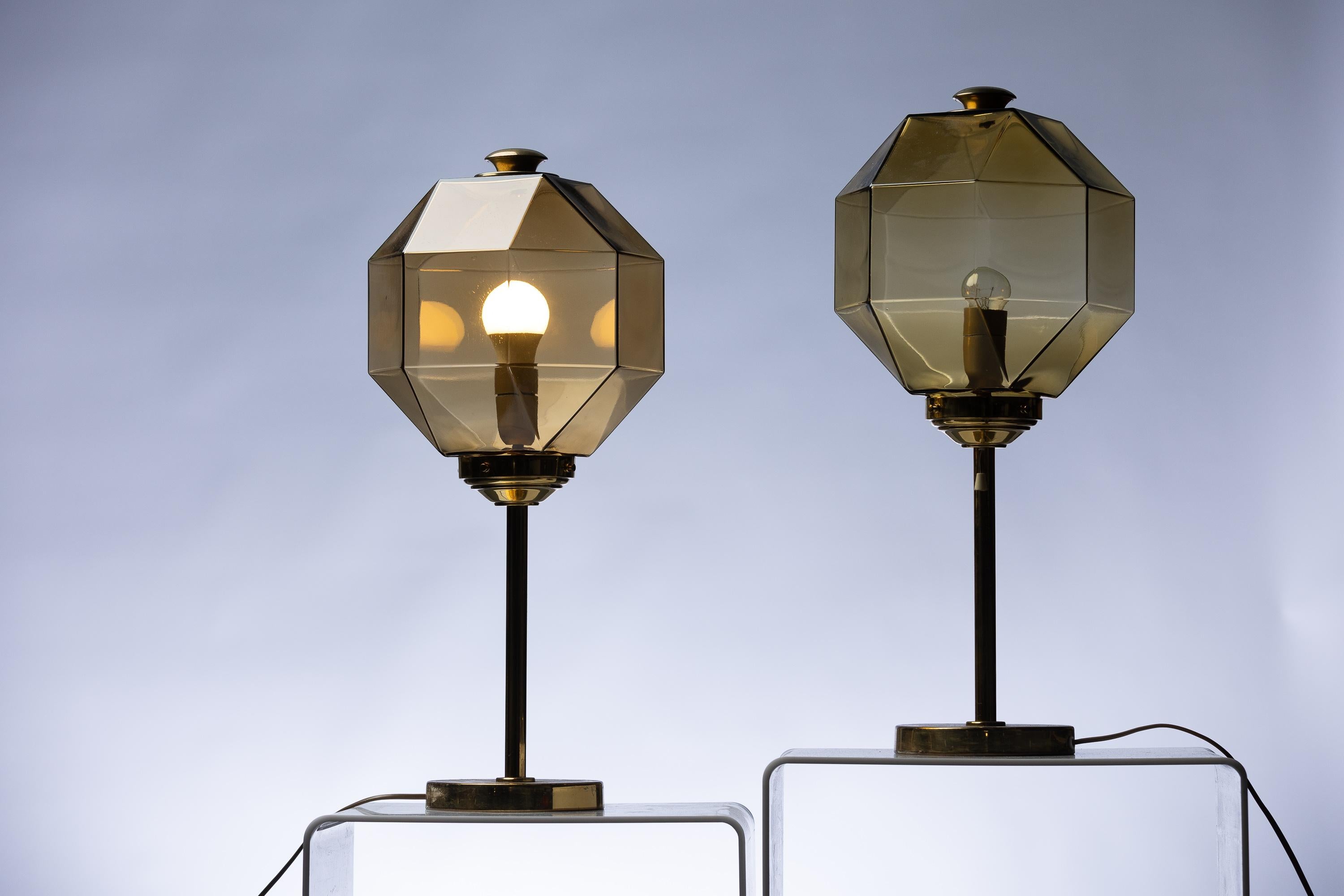 Swedish Scandinavian Modern Brass table lamps from Bergboms model B-88, Set of 2 For Sale