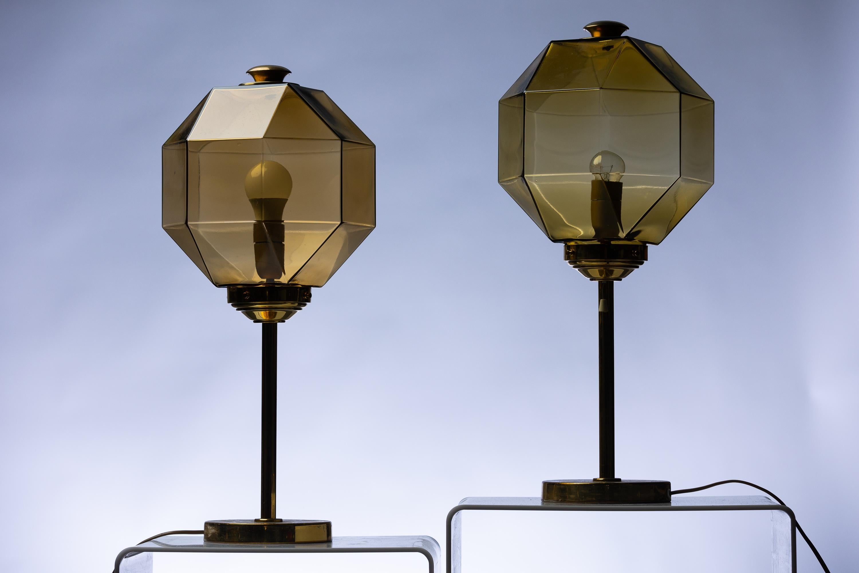 Mid-20th Century Scandinavian Modern Brass table lamps from Bergboms model B-88, Set of 2 For Sale