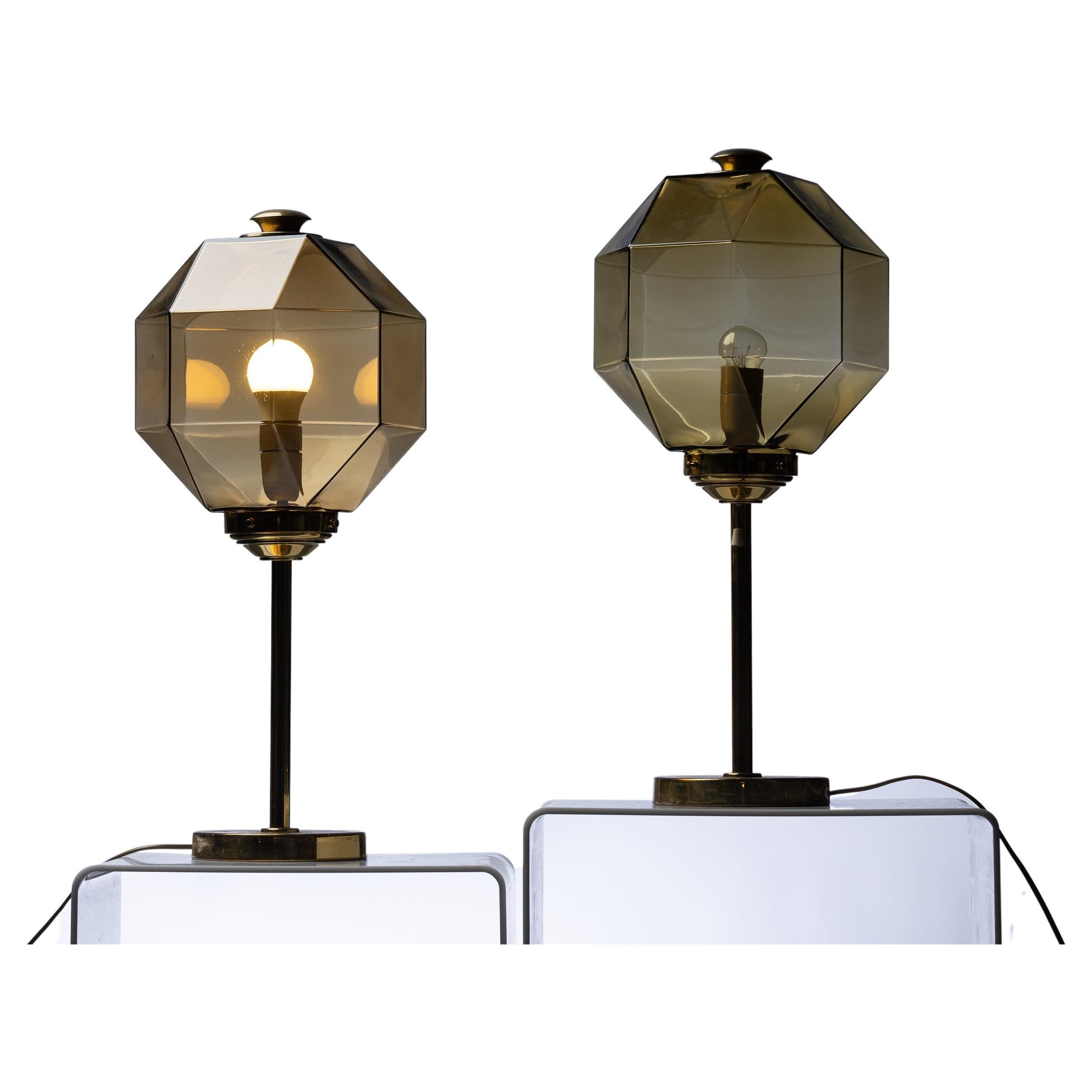 Scandinavian Modern Brass table lamps from Bergboms model B-88, Set of 2 For Sale