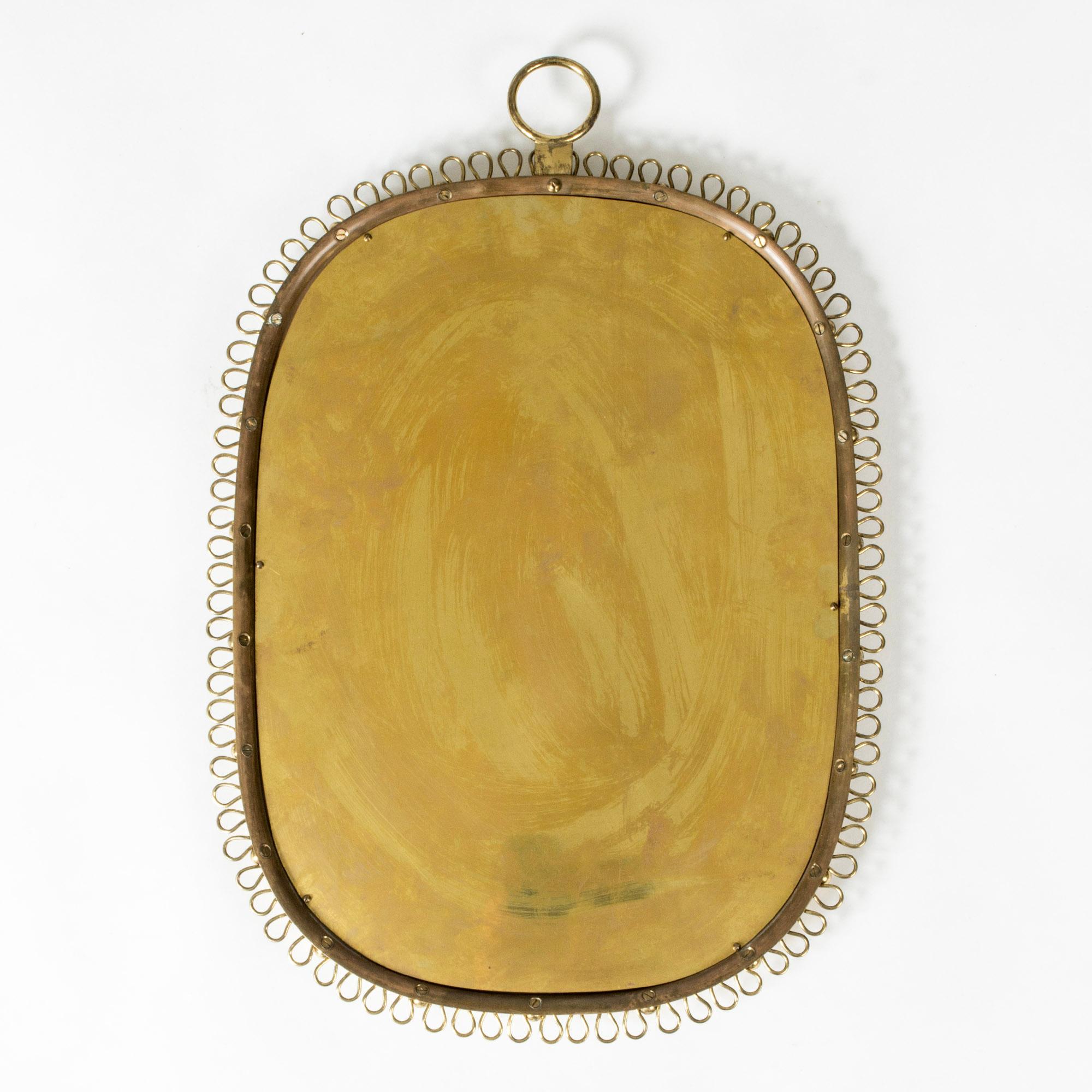 Scandinavian Modern Brass Wall Mirror, Josef Frank, Svenskt Tenn, Sweden, 1950s For Sale 1