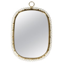 Scandinavian Modern Brass Wall Mirror, Josef Frank, Svenskt Tenn, Sweden, 1950s