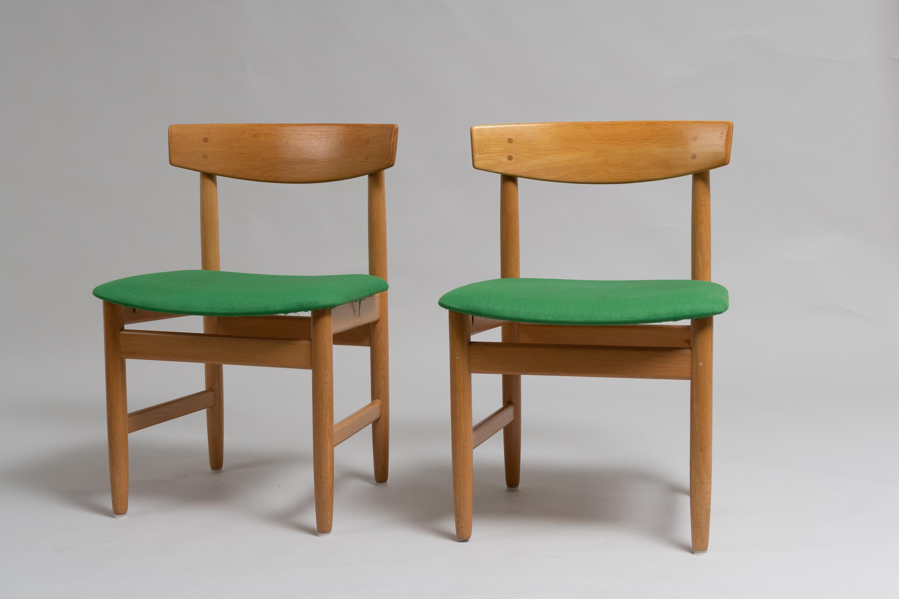 Scandinavian Modern Børge Mogensen Set of 6 Oak Dining Room Chairs 2