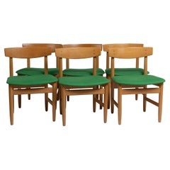 Vintage Scandinavian Modern Børge Mogensen Set of 6 Oak Dining Room Chairs
