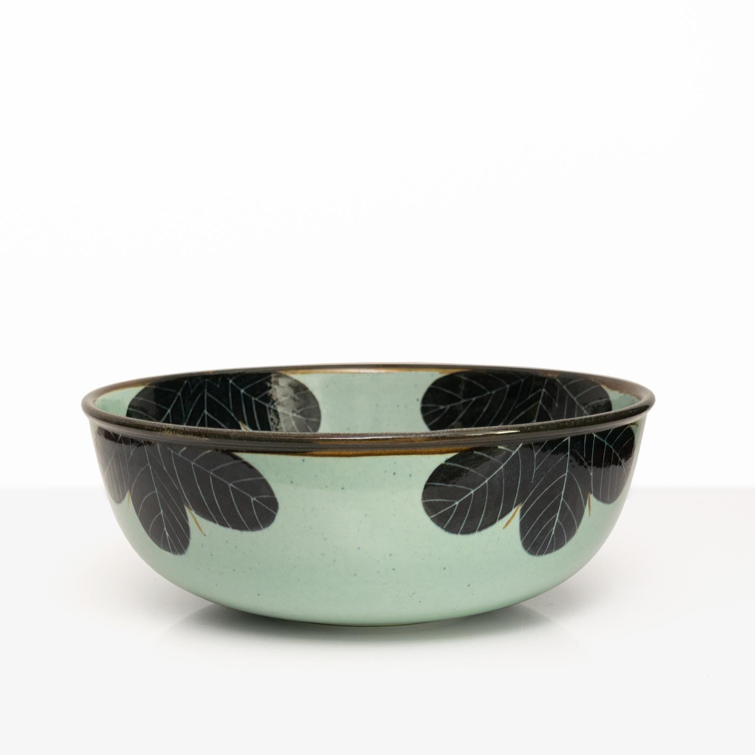 Hand-Painted Scandinavian Modern Britt-Louise Sundell Bowl for Gustavsberg Studio with Flower For Sale