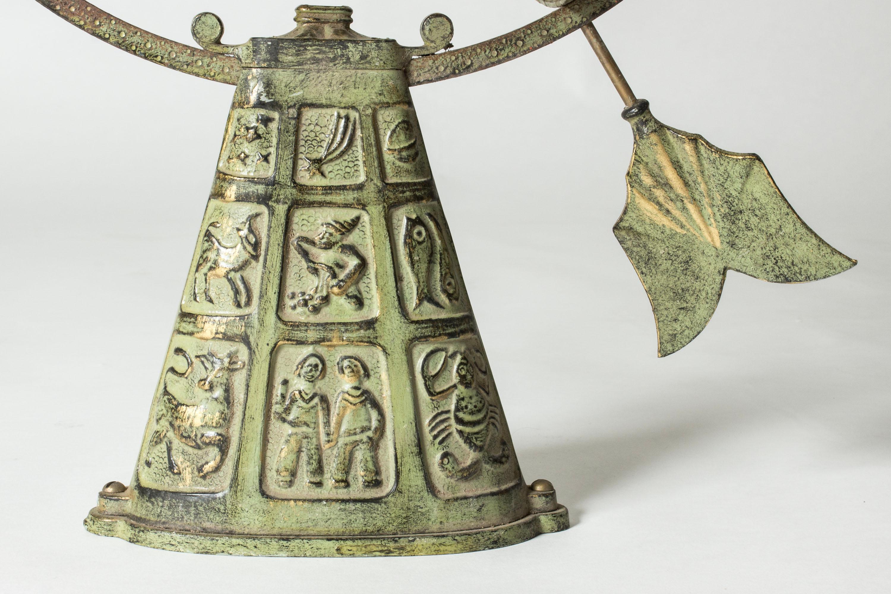 Swedish Scandinavian Modern Bronze Sundial by Gunnar Nylund, 1940s For Sale