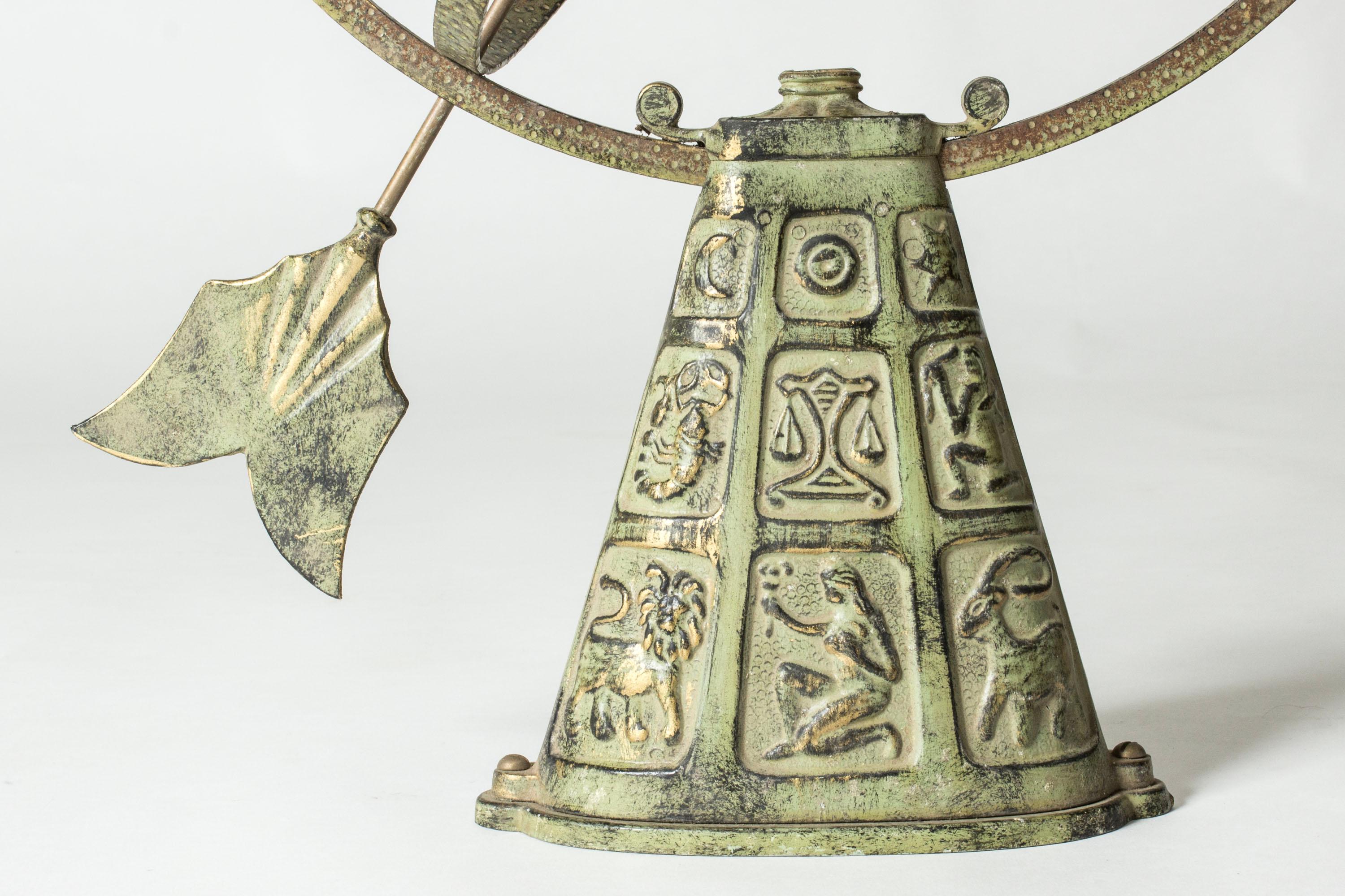 Mid-20th Century Scandinavian Modern Bronze Sundial by Gunnar Nylund, 1940s For Sale