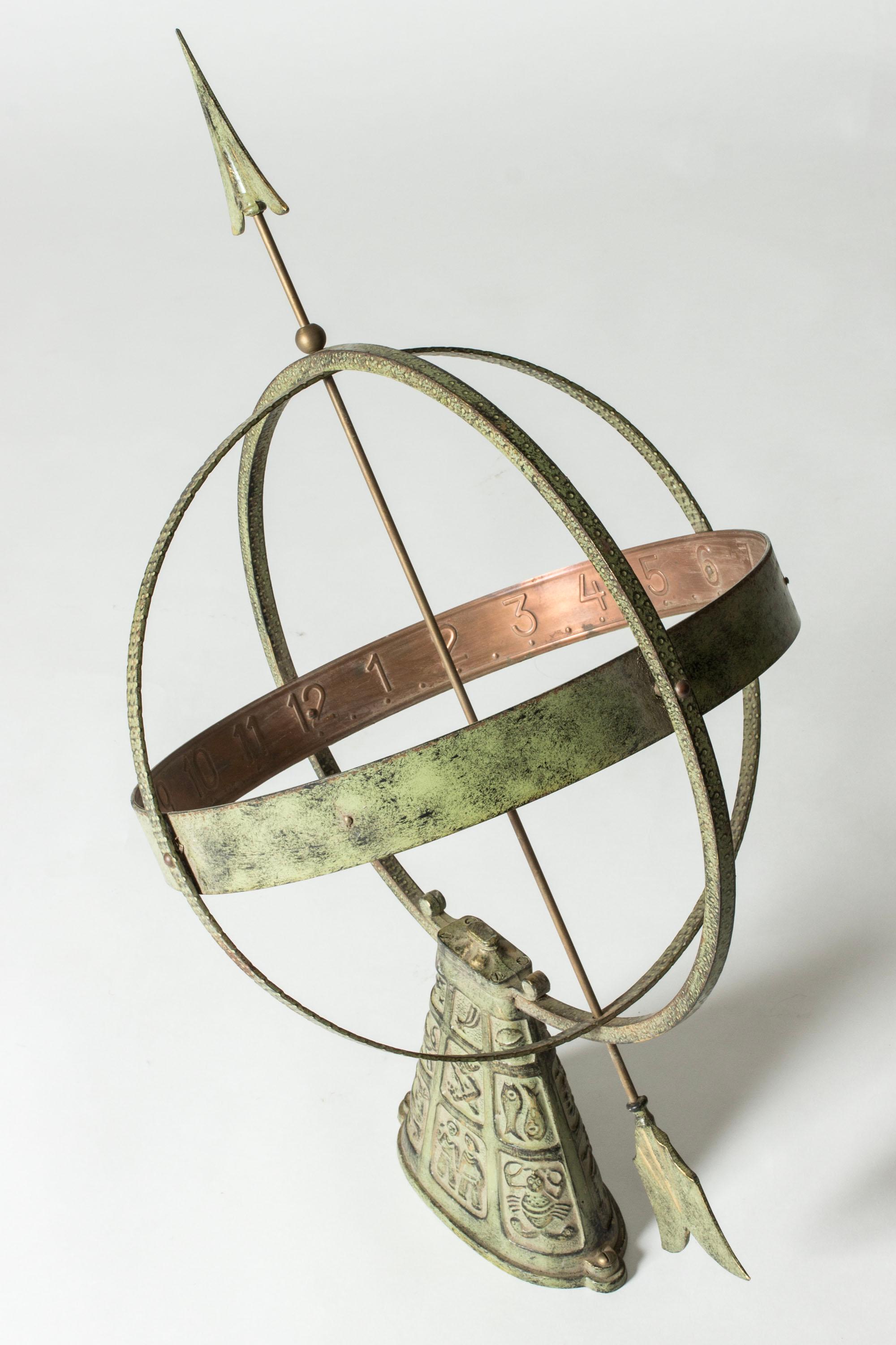 Scandinavian Modern Bronze Sundial by Gunnar Nylund, 1940s For Sale 1