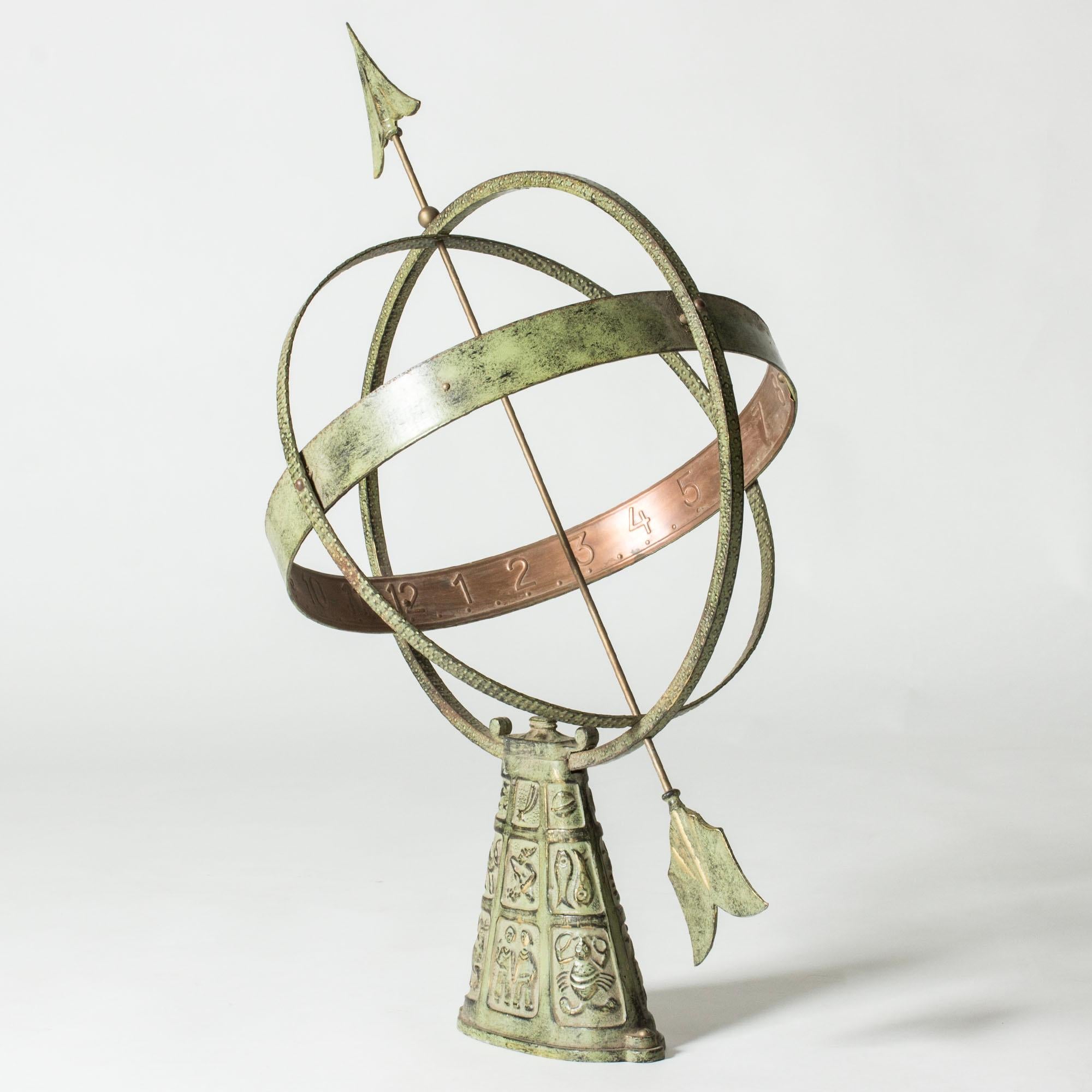 Scandinavian Modern Bronze Sundial by Gunnar Nylund, 1940s For Sale 2