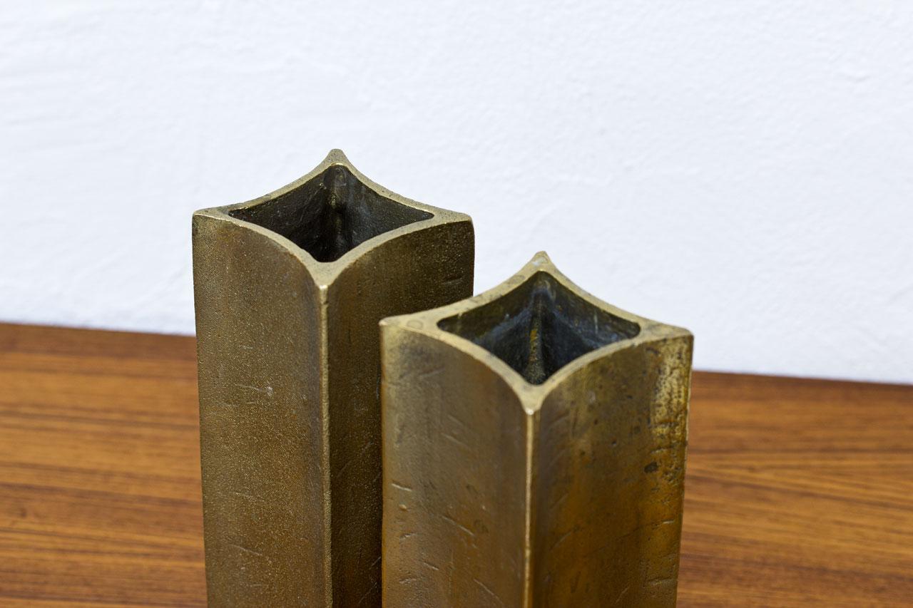 Brass Scandinavian Modern Bronze Vases, Sweden, Set of 2