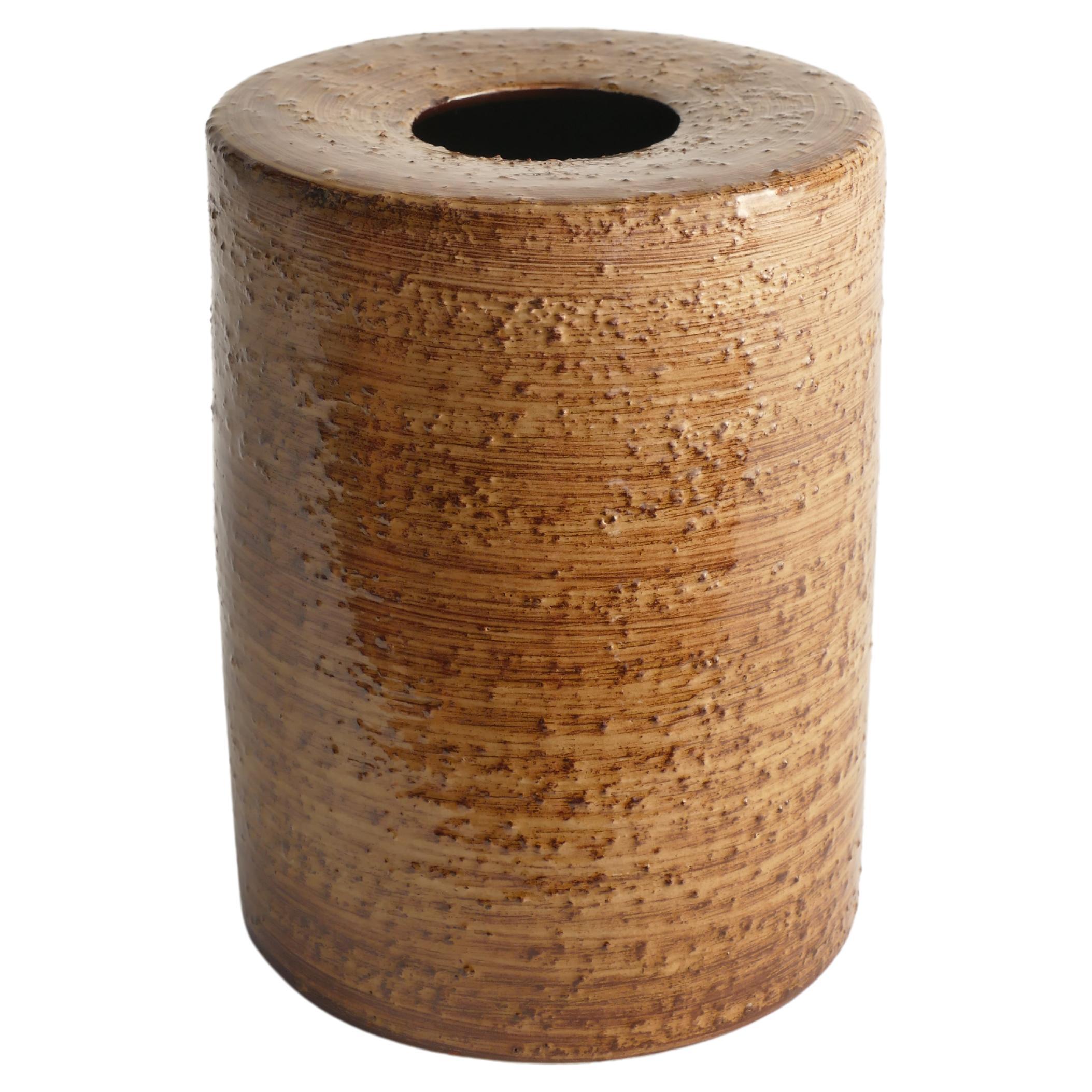 Skandinavische moderne braune zylindrische Vase, Jerk Werkmäster, Nittsjö Schweden 1960