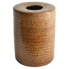 Skandinavische moderne braune zylindrische Vase, Jerk Werkmäster, Nittsjö Schweden 1960
