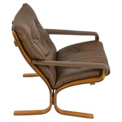 Scandinavian Modern Brown Leather Siesta Low Safari Lounge Chair Westnofa