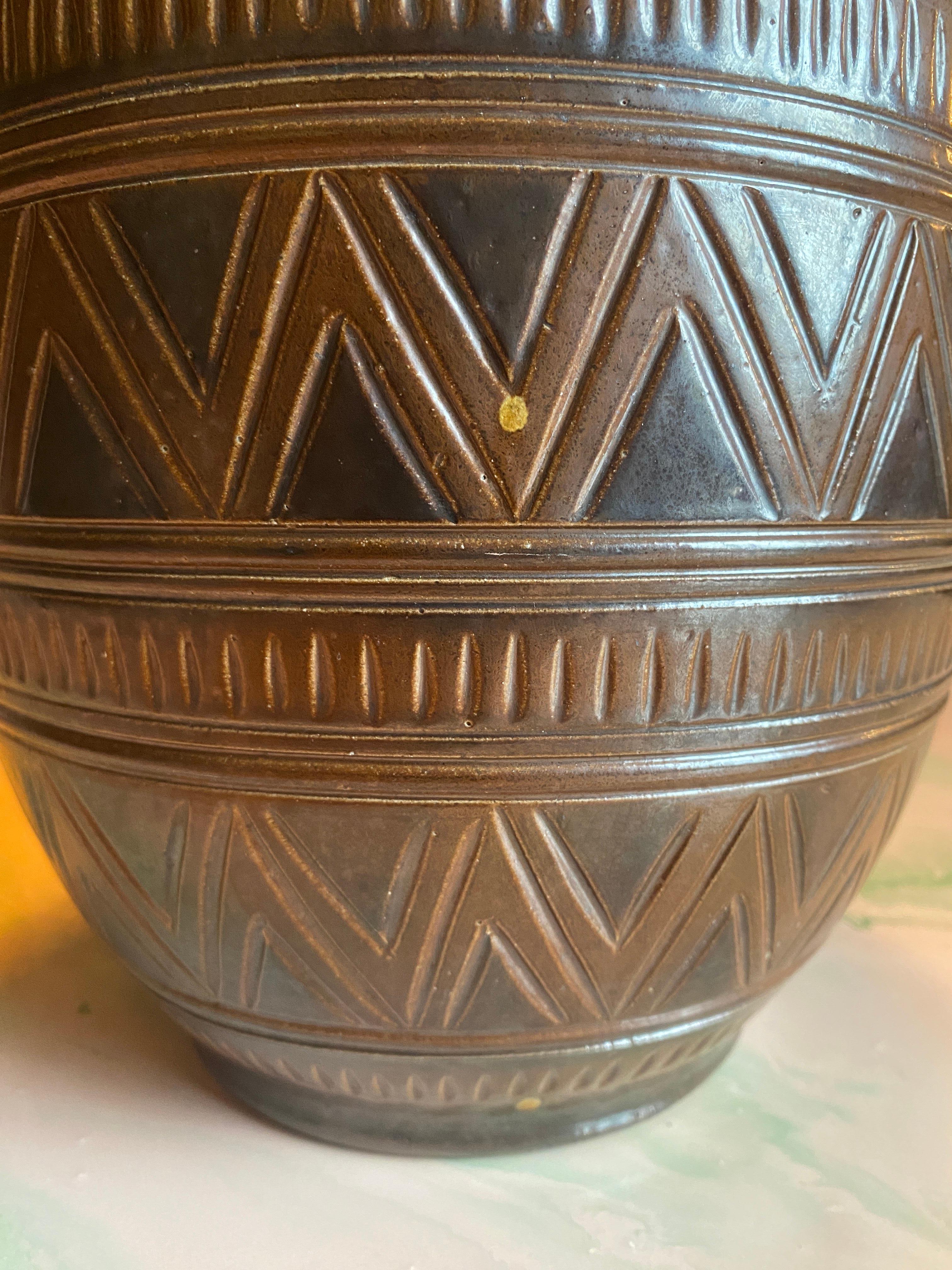 Scandinavian Modern Brown Stoneware Floor Vase by Arthur Andersson, Wallåkra For Sale 7