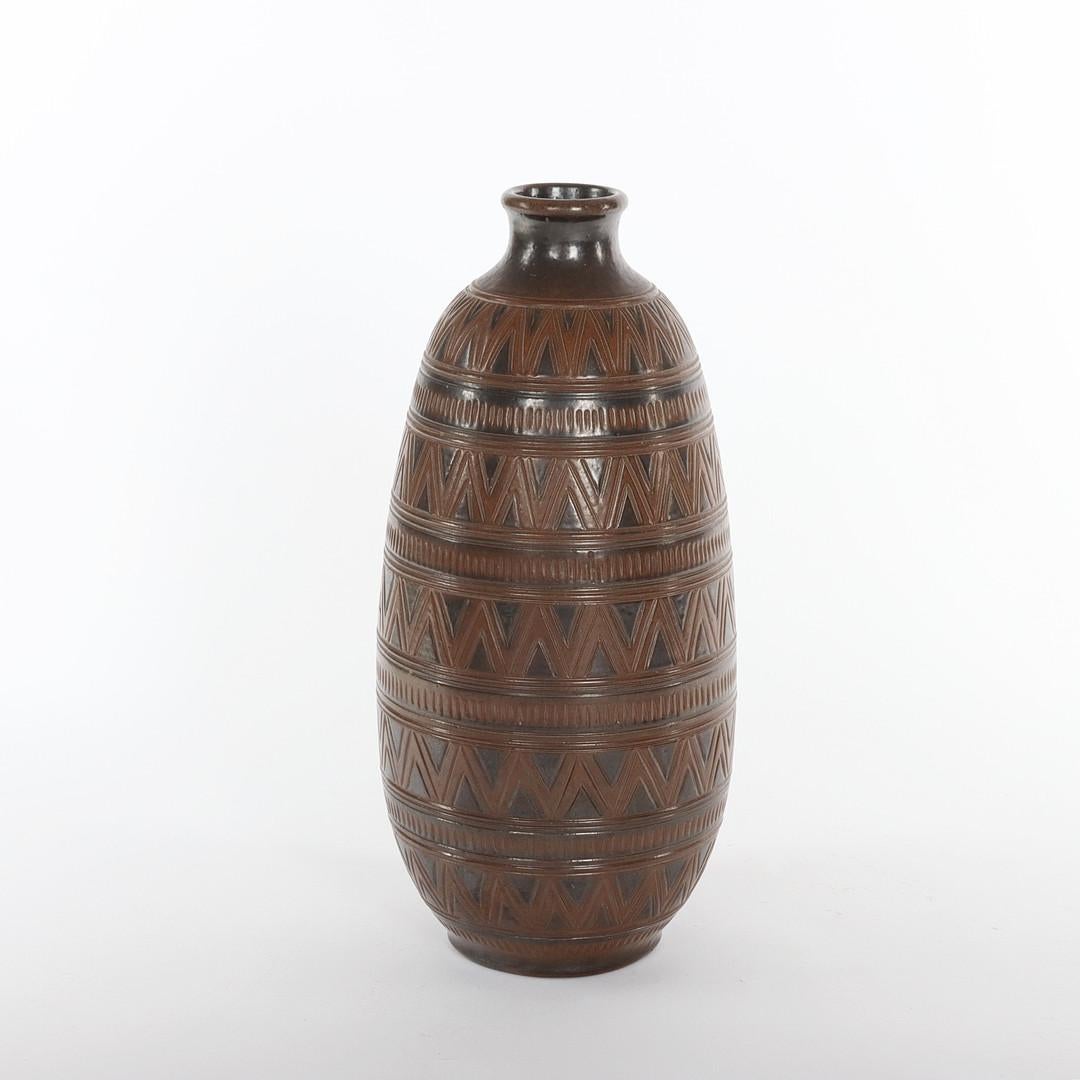 Scandinavian Modern Brown Stoneware Floor Vase by Arthur Andersson, Wallåkra For Sale 5