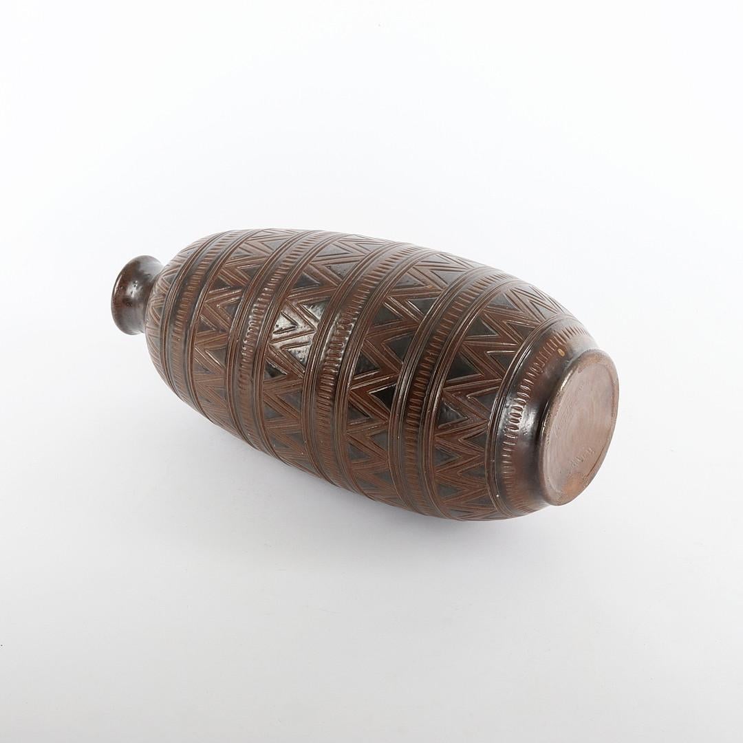 Scandinavian Modern Brown Stoneware Floor Vase by Arthur Andersson, Wallåkra In Good Condition For Sale In Grythyttan, SE