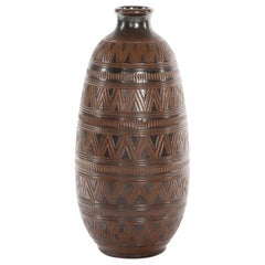 Vaso da terra in gres marrone Scandinavian Modern di Arthur Andersson, Wallåkra