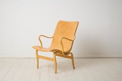 Scandinavian Modern Bruno Mathsson Armchair "Eva" in Light Leather, Classic Icon