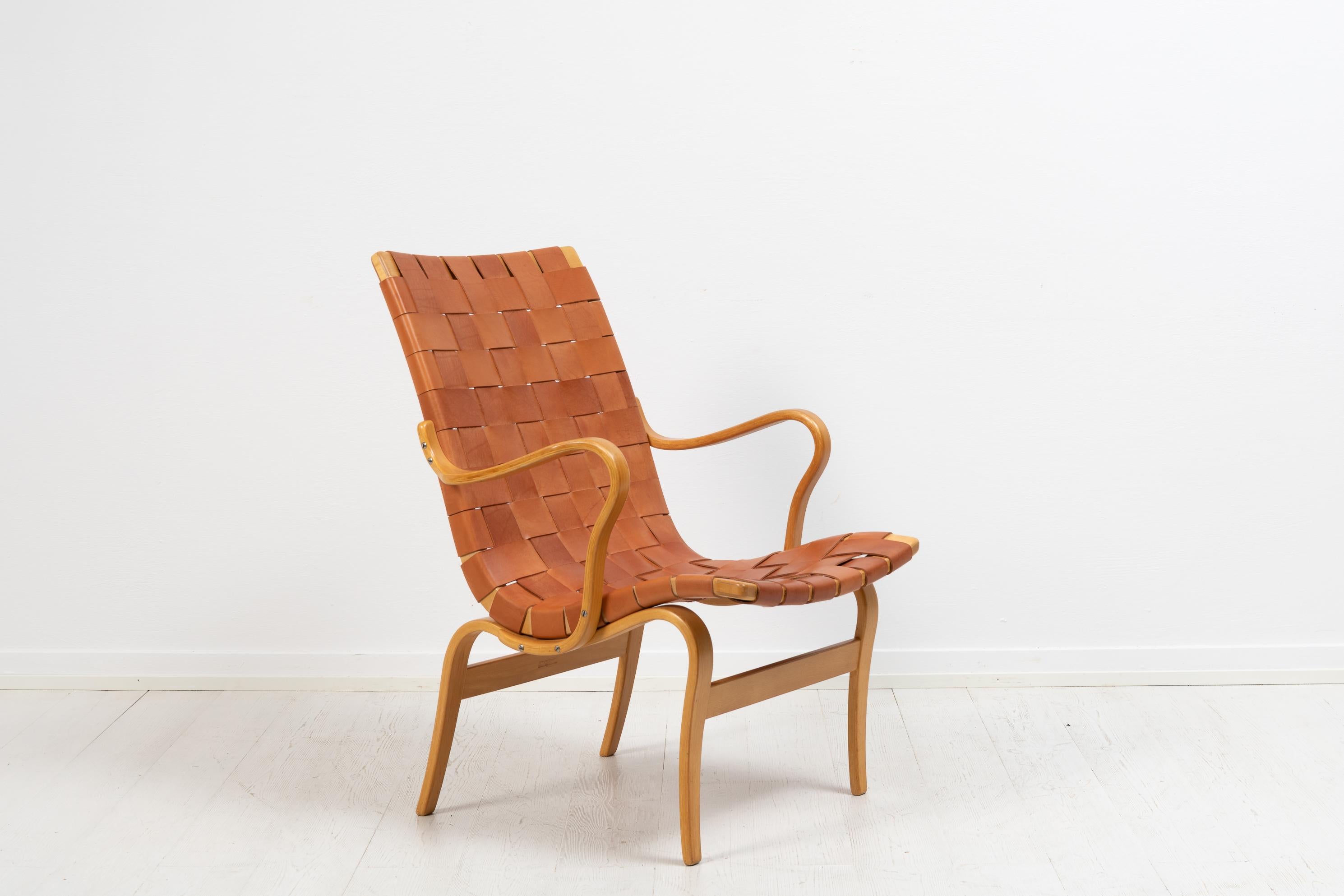 20th Century Swedish Scandinavian Modern Bruno Mathsson Vintage Leather ”Eva” Armchair
