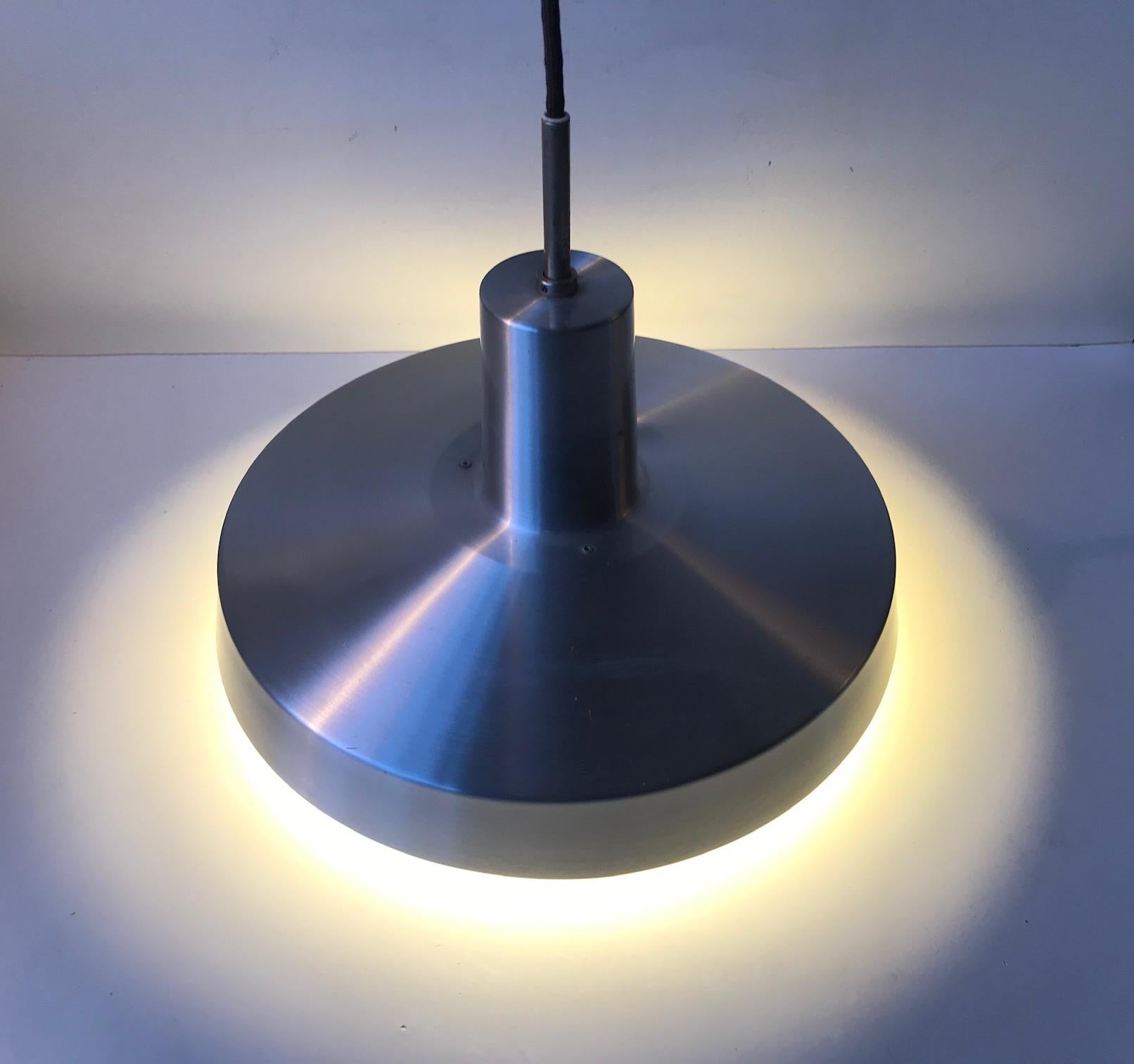 Aluminum Scandinavian Modern Brushed Aluminium Pendant Lamp by Eva & Niels Koppel, Lyfa For Sale
