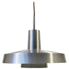 Lampe à suspension moderne scandinave en aluminium brossé d'Eva & Niels Koppel, Lyfa