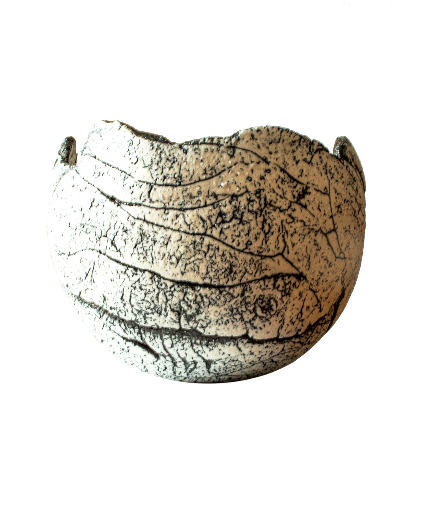 Swedish Scandinavian Modern Brutalist Bowl by Artist Ulla Viotti Made of White Clay For Sale