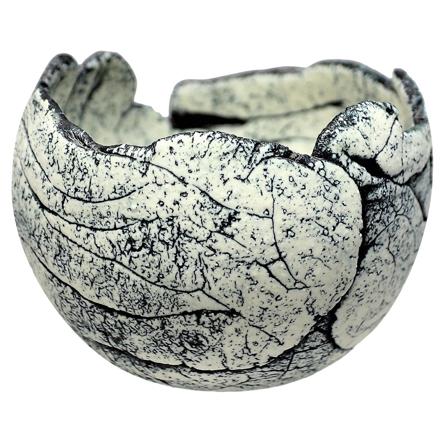 Scandinavian Modern Brutalist Bowl by Artist Ulla Viotti Made of White Clay For Sale