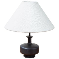 Scandinavian modern brutalist cast iron table lamp , Sweden, 1950s