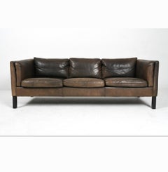 Scandinavian Modern Buffalo Leather Sofa Circa 1970