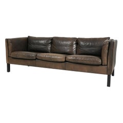 Scandinavian Modern Buffalo Leather Sofa Circa 1970
