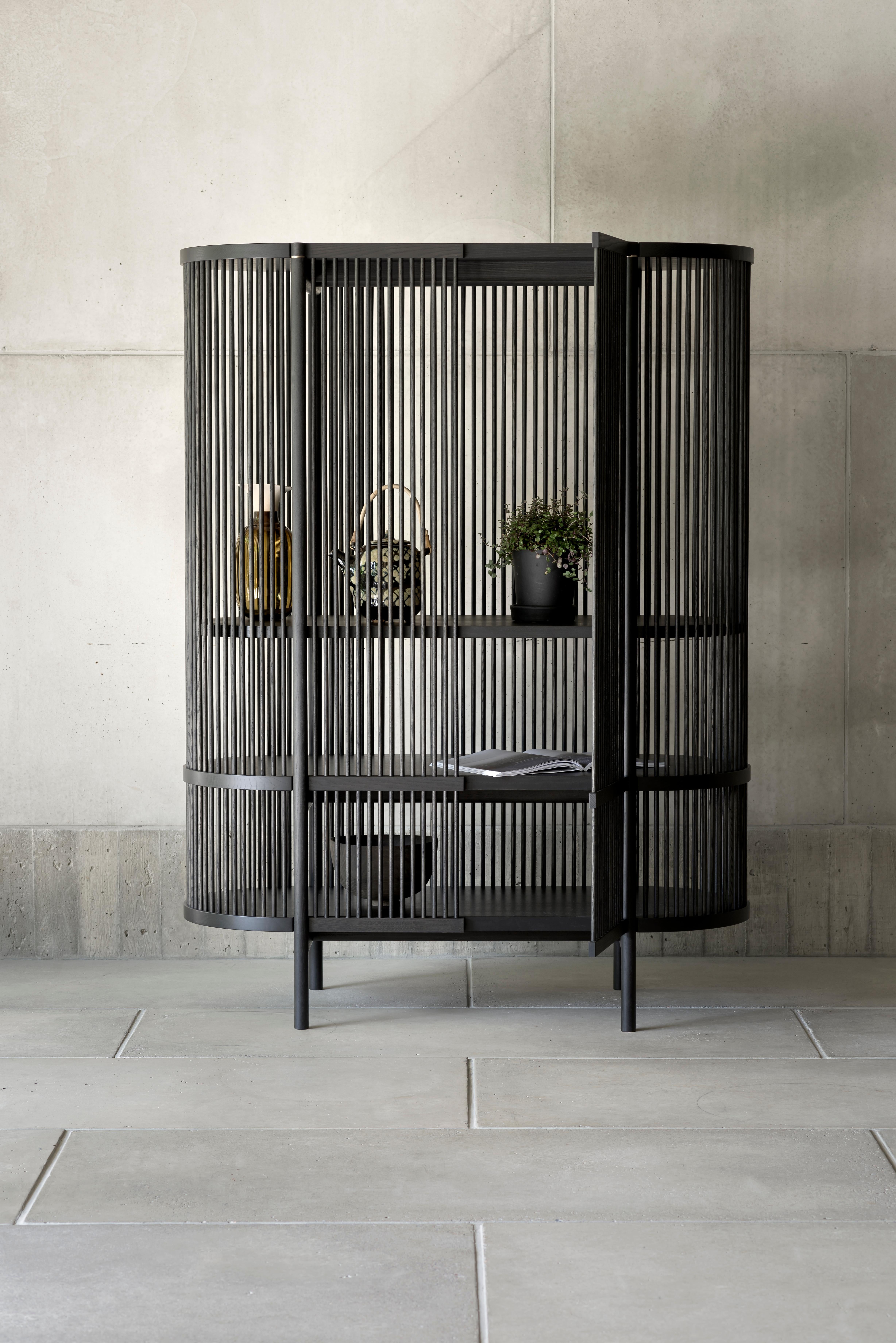 Contemporary Scandinavian Modern Cabinet 'Bastone', Black Oak For Sale