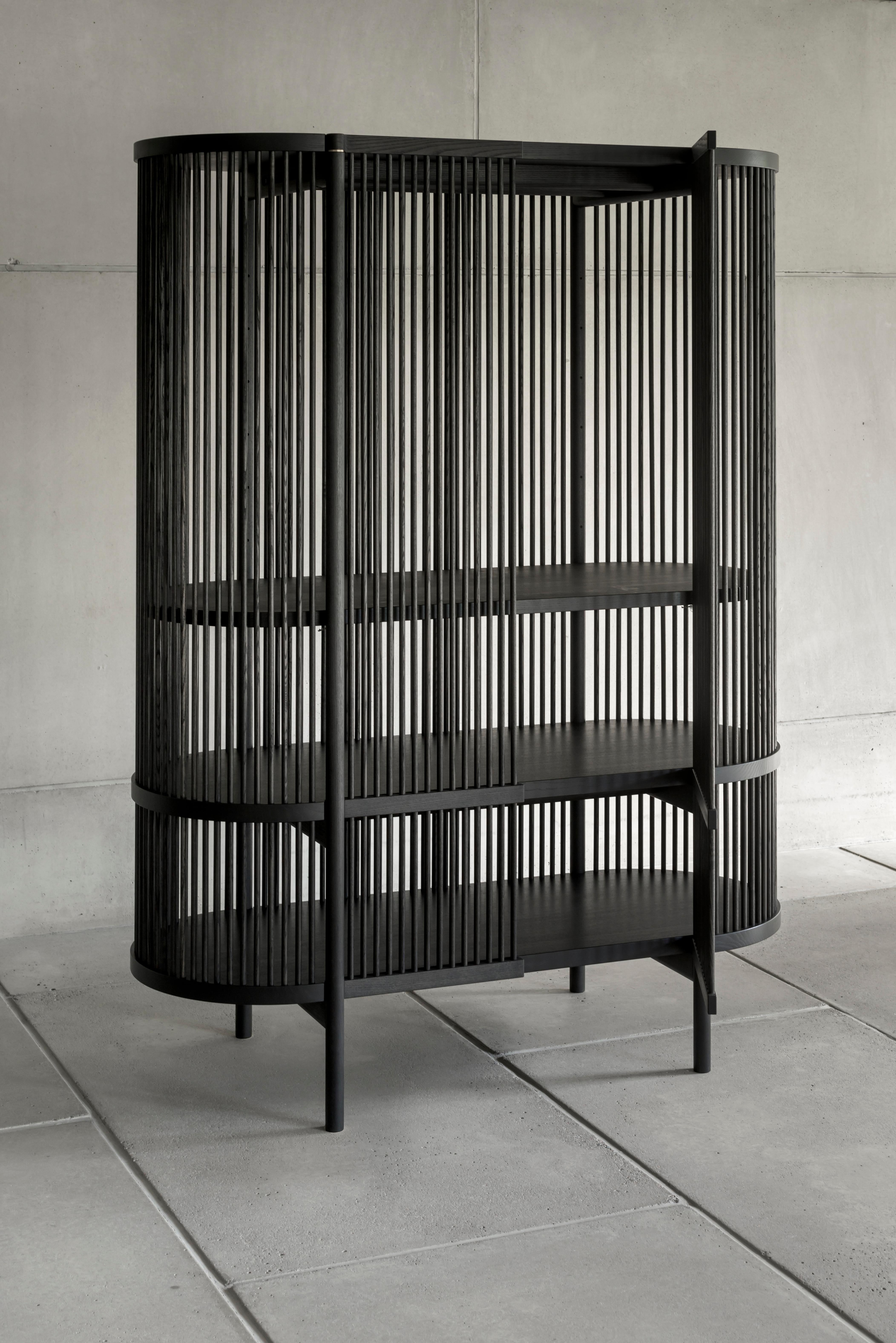 Contemporary Scandinavian Modern Cabinet 'Bastone', Doors Version, Natural Oak For Sale