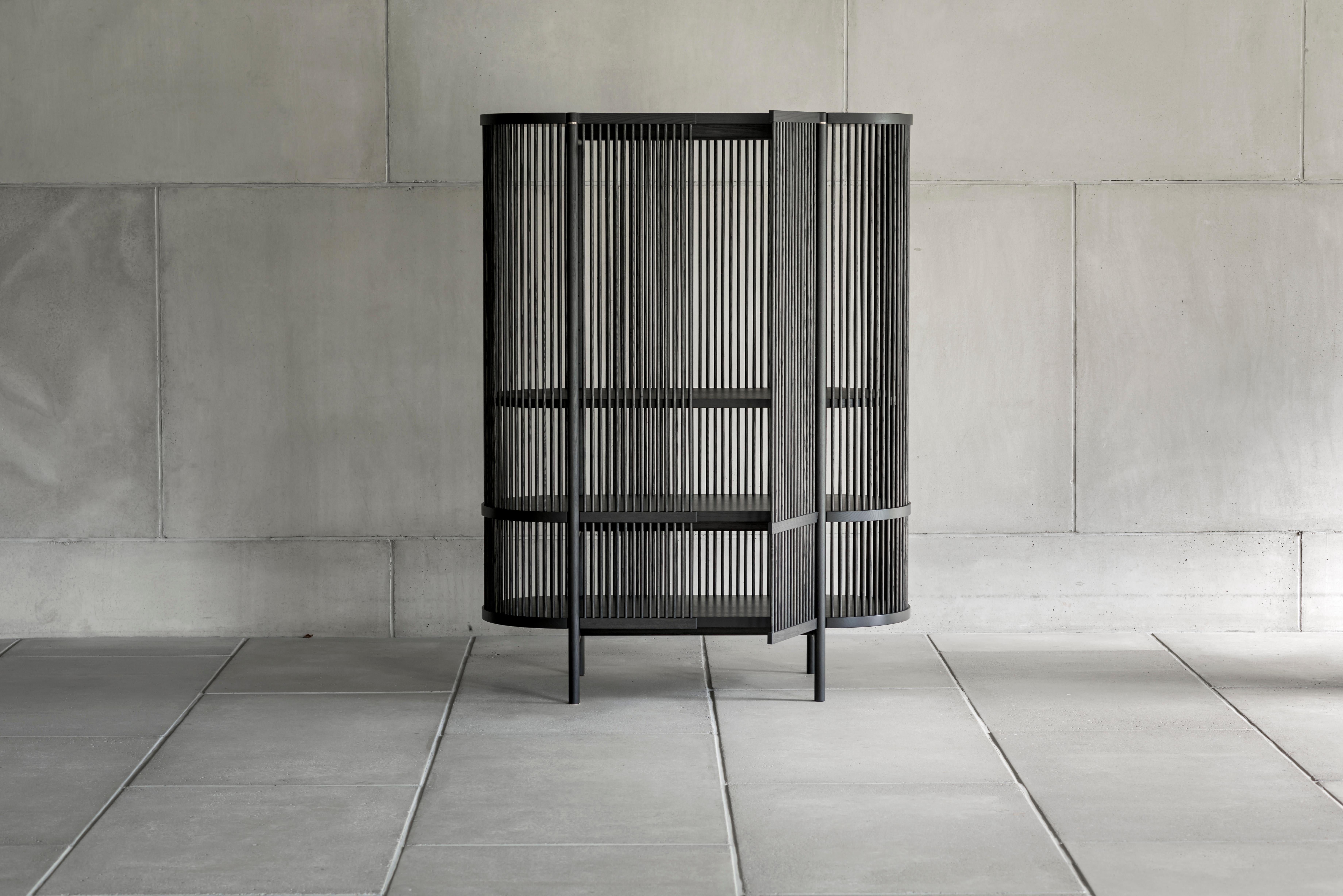 Contemporary Scandinavian Modern Cabinet 'Bastone', Dors Version, Black Oak For Sale