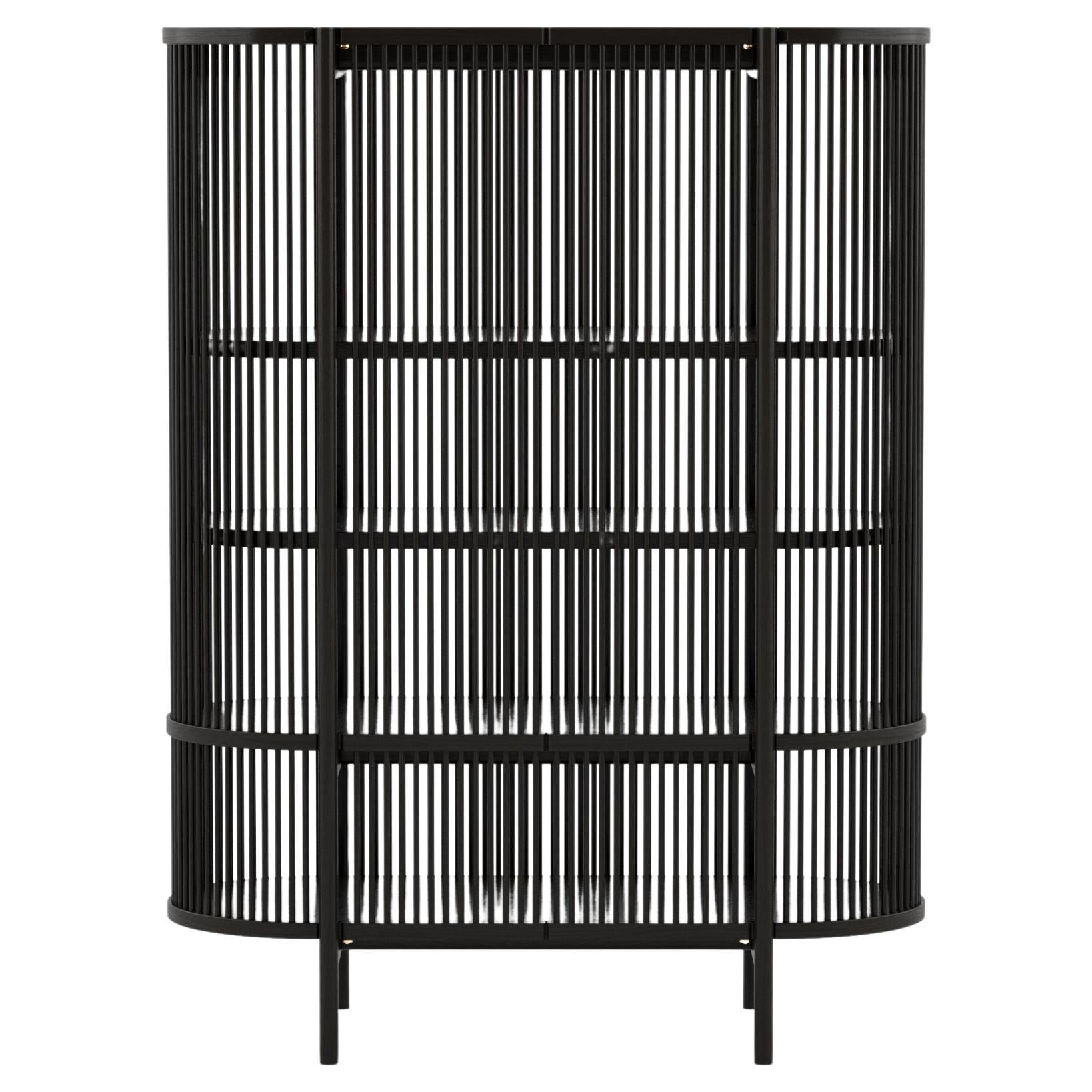 Armario Moderno Escandinavo 'Bastone', Versión Puertas, Roble Negro
