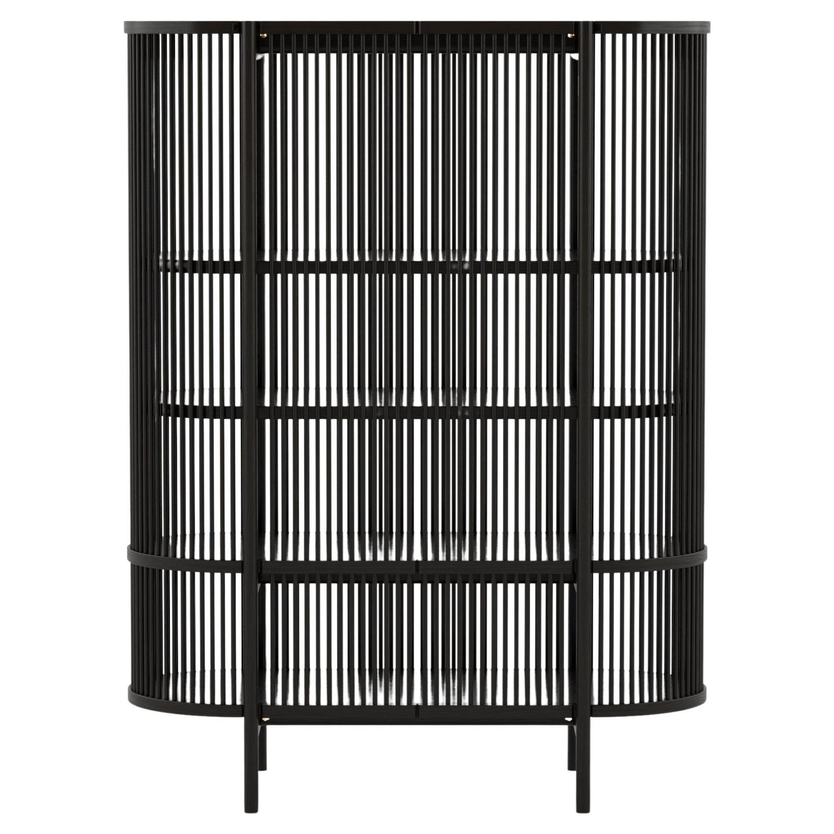 Meuble de rangement moderne scandinave  Bastone , version Dors, en chne noir