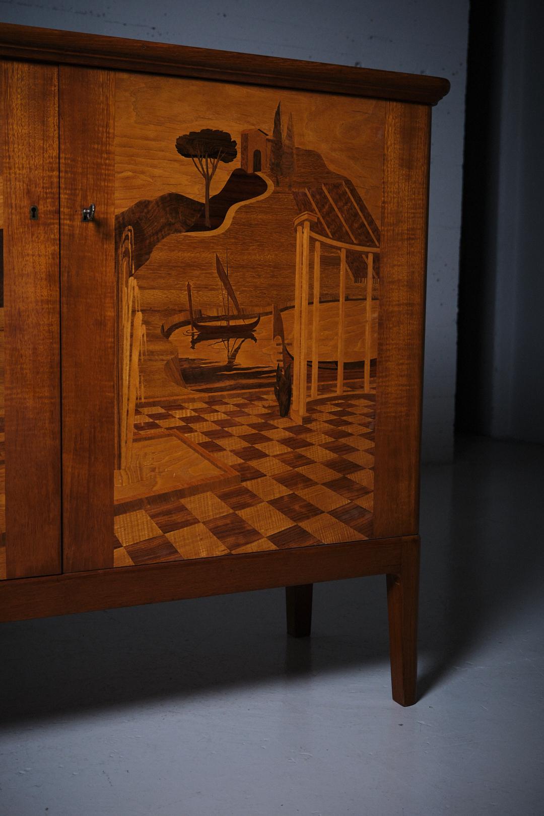 Armadio The Scandinavian Modern di Erik Mattsson per Mjölby Intarsia, Svezia, anni '40 in vendita 2