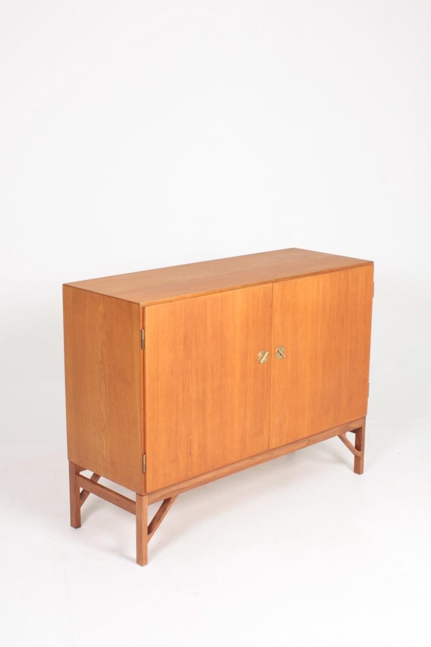 Brass Scandinavian Modern Cabinet in Oak by Børge Mogensen, 1960s